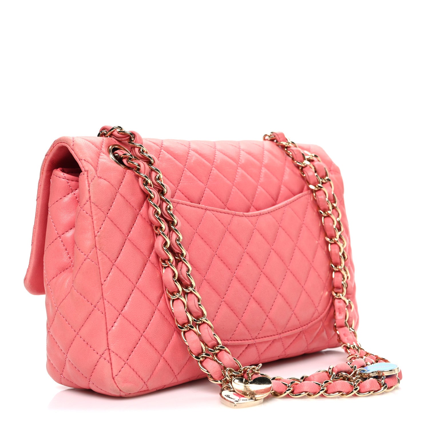 さくらんぼ様　3点　CHANEL Chanel Lambskin Quilted Valentine Charms Medium Single Flap Pink