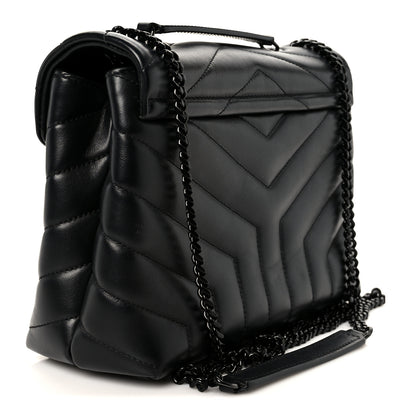 Saint Laurent Calfskin Y Quilted Monogram Monochrome Small Loulou Chain Satchel Black 3 of 11