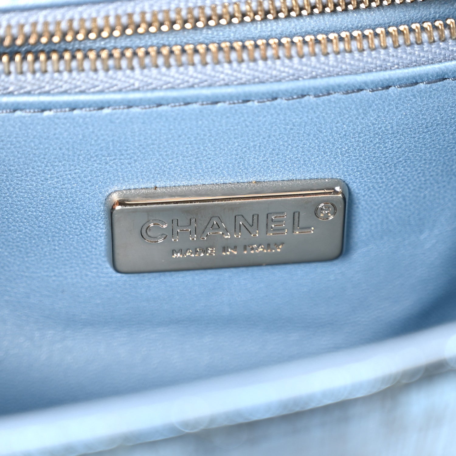 Chanel Metallic Snakeskin CC Flap Bag Blue 6 of 11