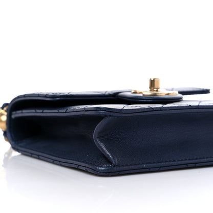 Chanel Iridescent Lambskin Quilted Chic Pearls Flap Navy Blue 8 of 10