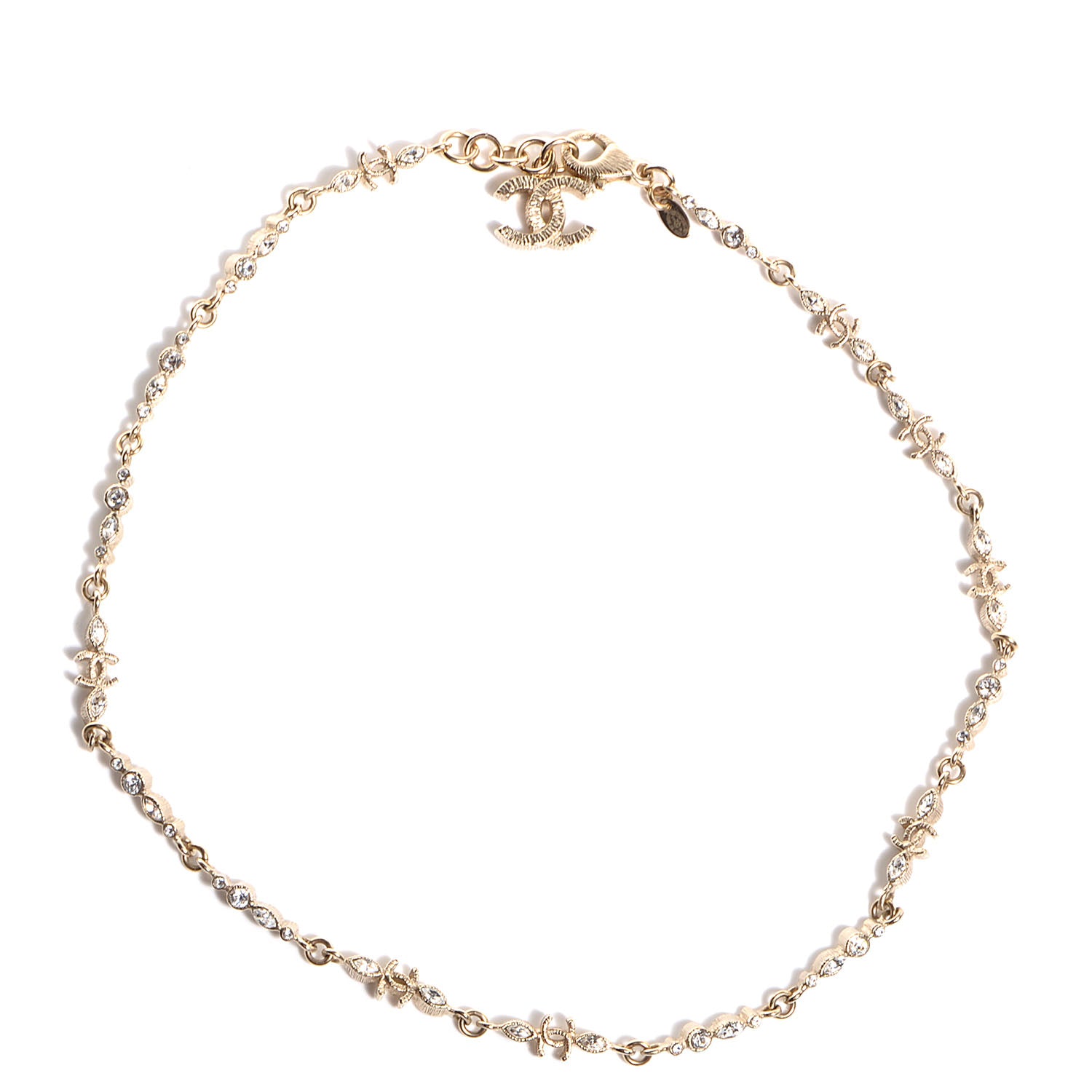 Chanel Crystal CC Necklace Gold 1 of 6