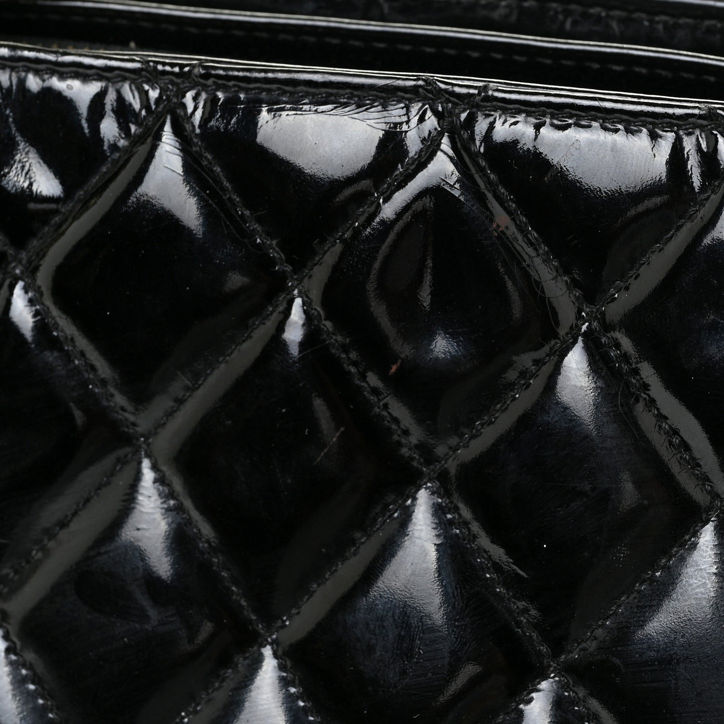 Patent Quilted Tote Black