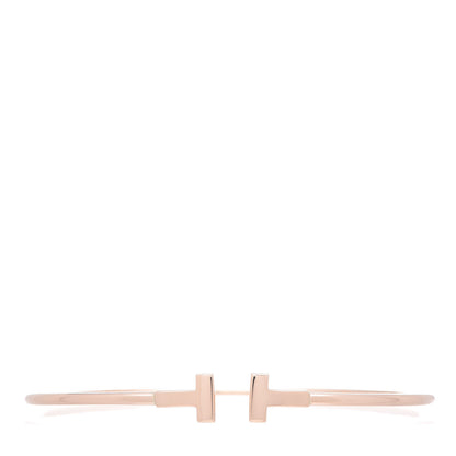 Tiffany 18K Rose Gold Narrow T Wire Bracelet 1 of 5