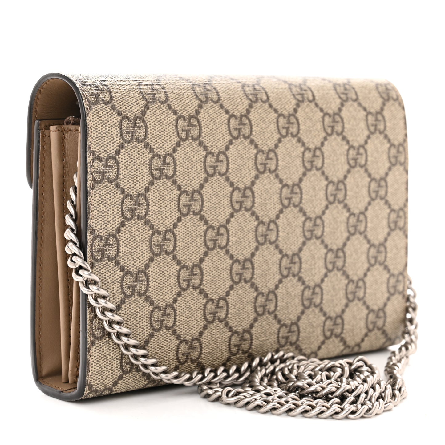 GG Supreme Monogram Mini Dionysus Chain Wallet Beige Taupe