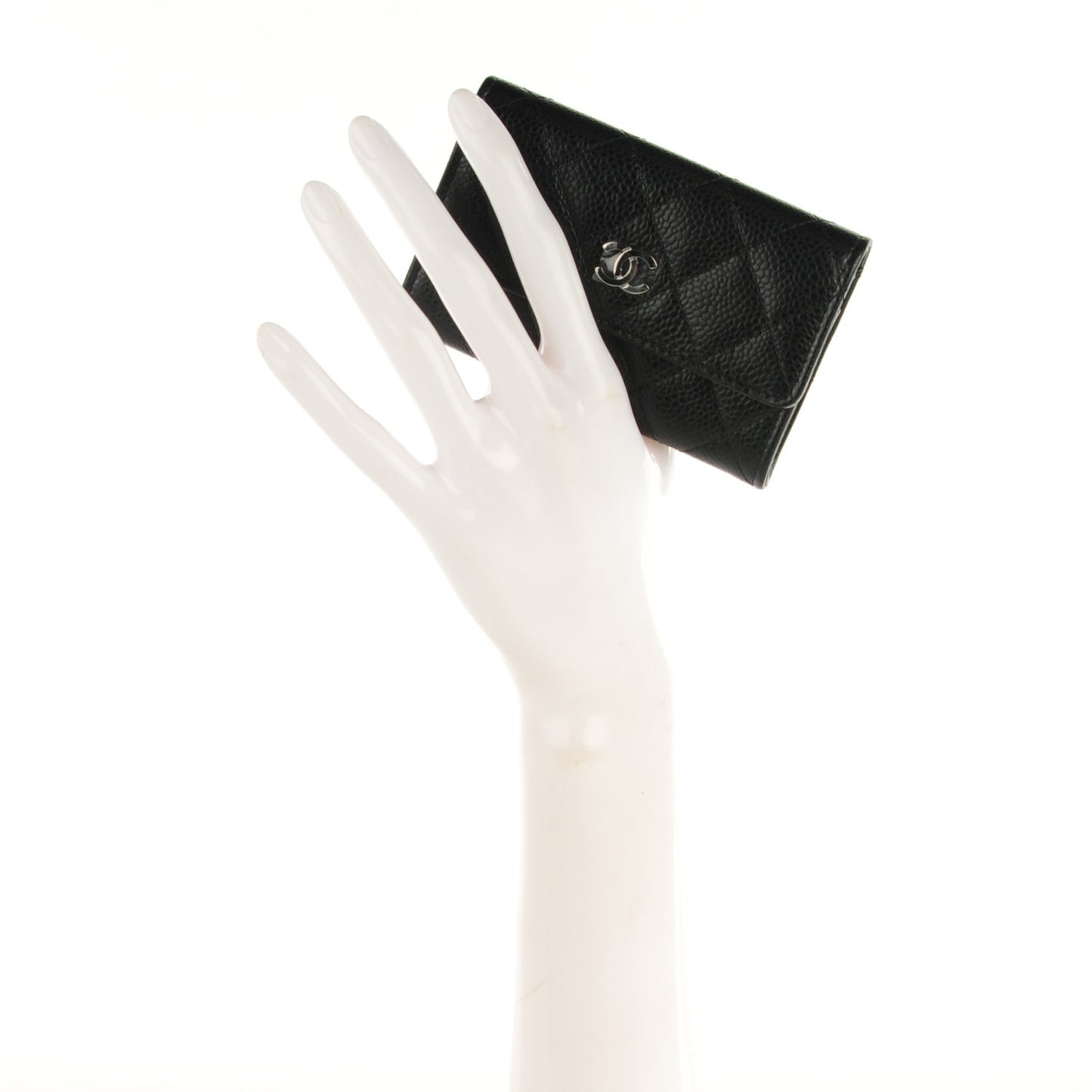 Caviar Quilted Flap Card Holder Black