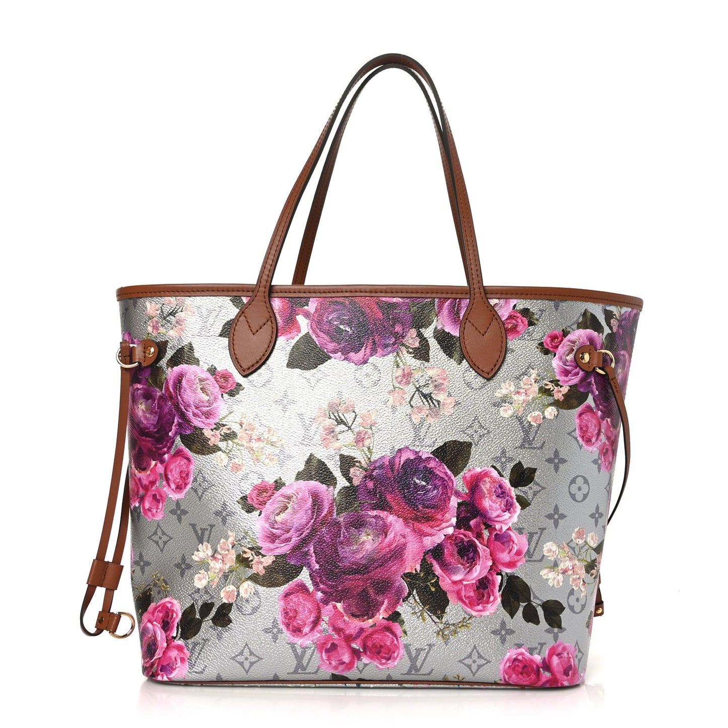 Metallic Monogram LV Garden Neverfull MM Silver