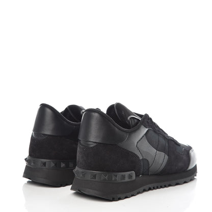 Valentino Garavani Nappa Suede Camouflage Womens Rockrunner Sneakers 36 Black 4 of 8