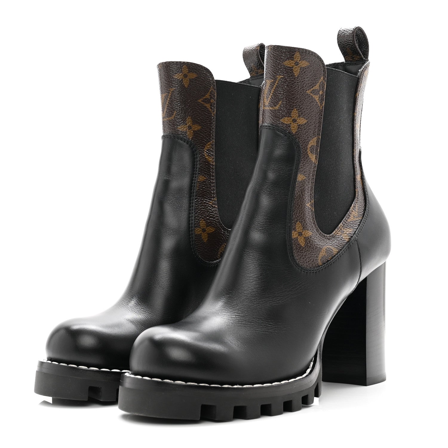 Louis Vuitton Calfskin Monogram Star Trail Ankle Boots 38.5 Black 3 of 9