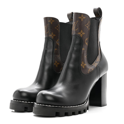 Louis Vuitton Calfskin Monogram Star Trail Ankle Boots 38.5 Black 3 of 9