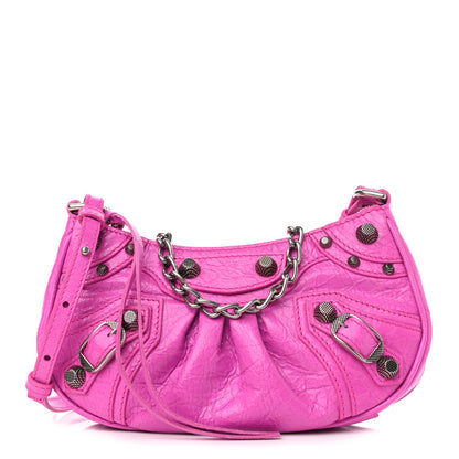 Balenciaga Agneau Arena Le Cagole Mini Purse With Chain Lipstick Pink 1 of 11