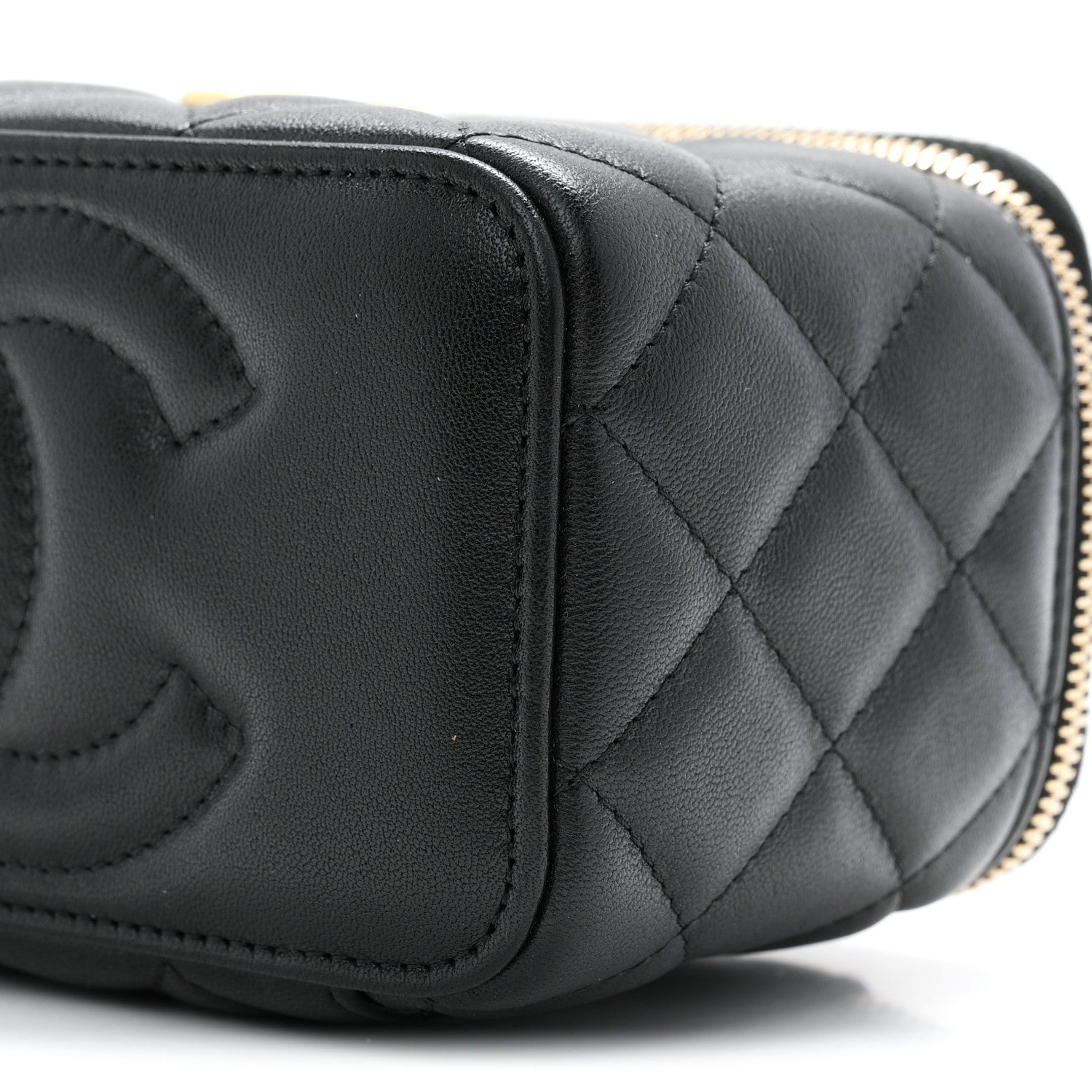 Chanel Lambskin Quilted Small Heart Vanity Case With Chain Black 10 of 11