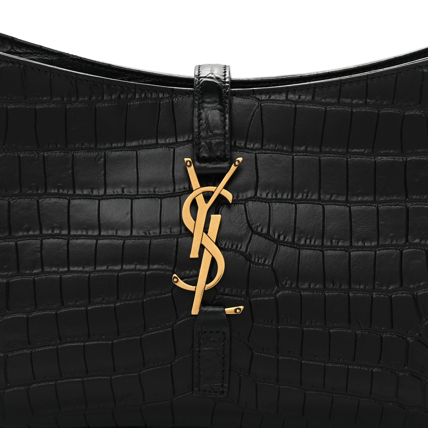 Calfskin Crocodile Embossed Le 5 A 7 Hobo Black