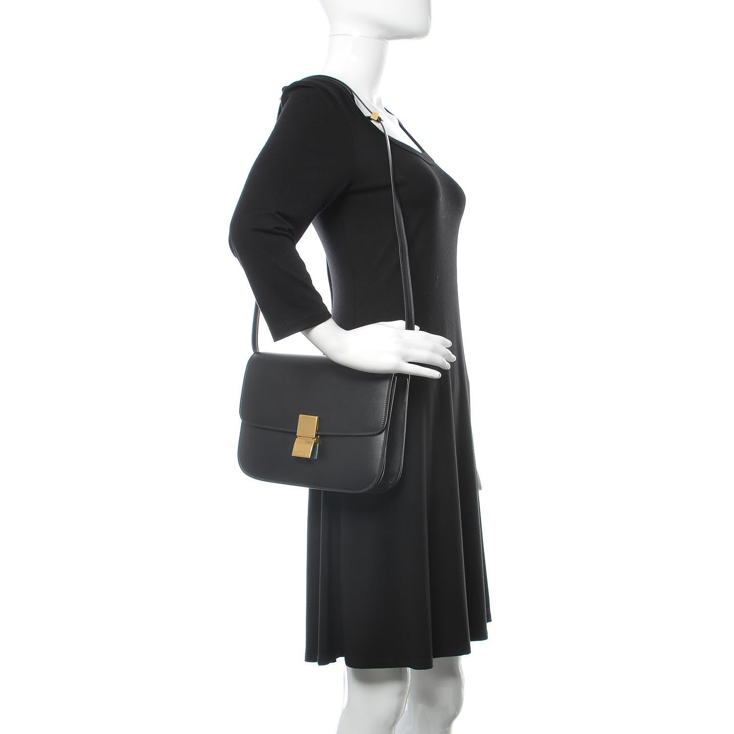 Celine Box Calfskin Medium Classic Box Flap Bag Black 2 of 11