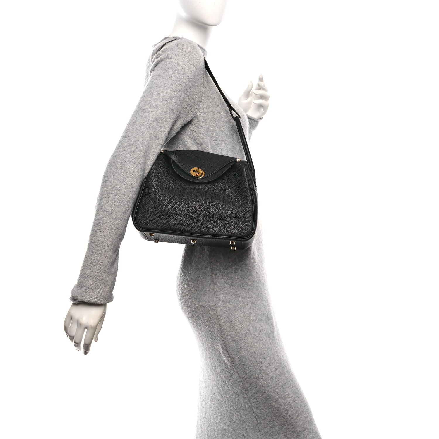 Hermes Taurillon Clemence Lindy 26 Black 2 of 11