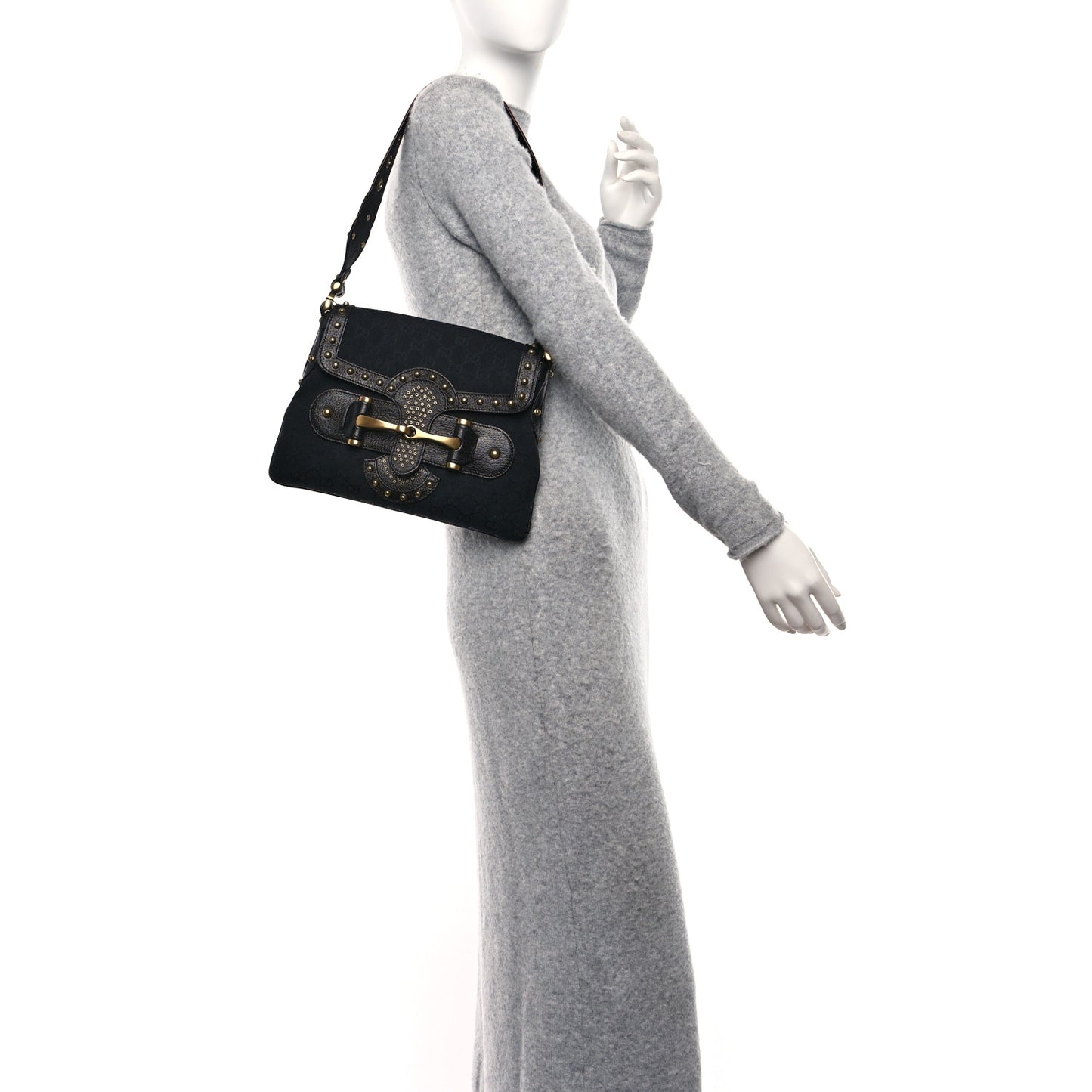 Monogram Studded Pelham Runway Flap Bag Black