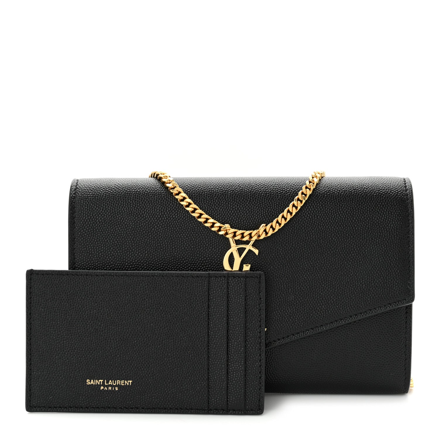 Saint Laurent Grain de Poudre Uptown Chain Wallet Black 3 of 11