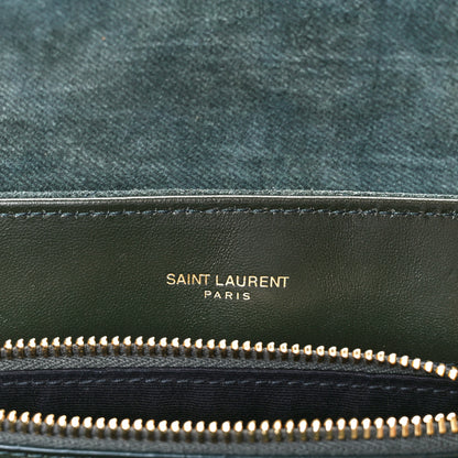 Saint Laurent Suede Calfskin Y Quilted Monogram Small Loulou Chain Satchel Green 6 of 12