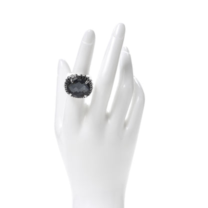 John Hardy Sterling Silver Hematite Black Spinel Bamboo Dome Ring 54 7 2 of 7