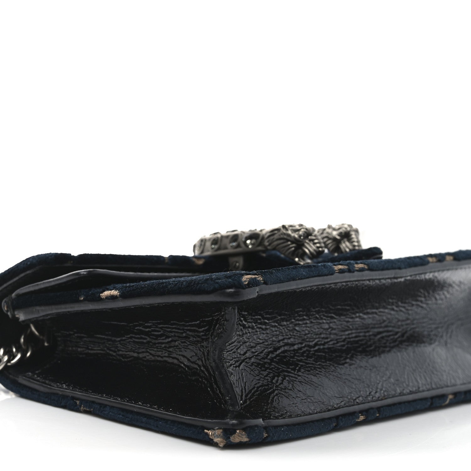 Gucci Velvet GG Monogram Super Mini Dionysus Shoulder Bag Blue Beige Black 8 of 9
