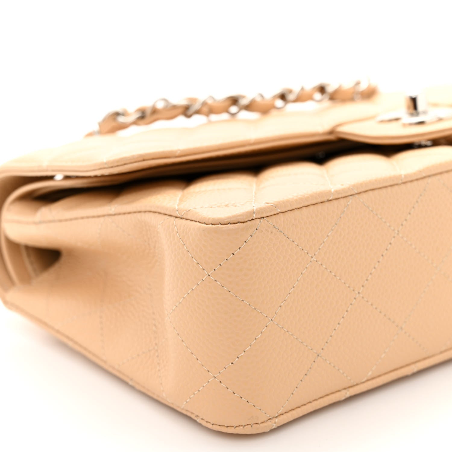 Chanel Caviar Quilted Medium Double Flap Beige 9 of 10