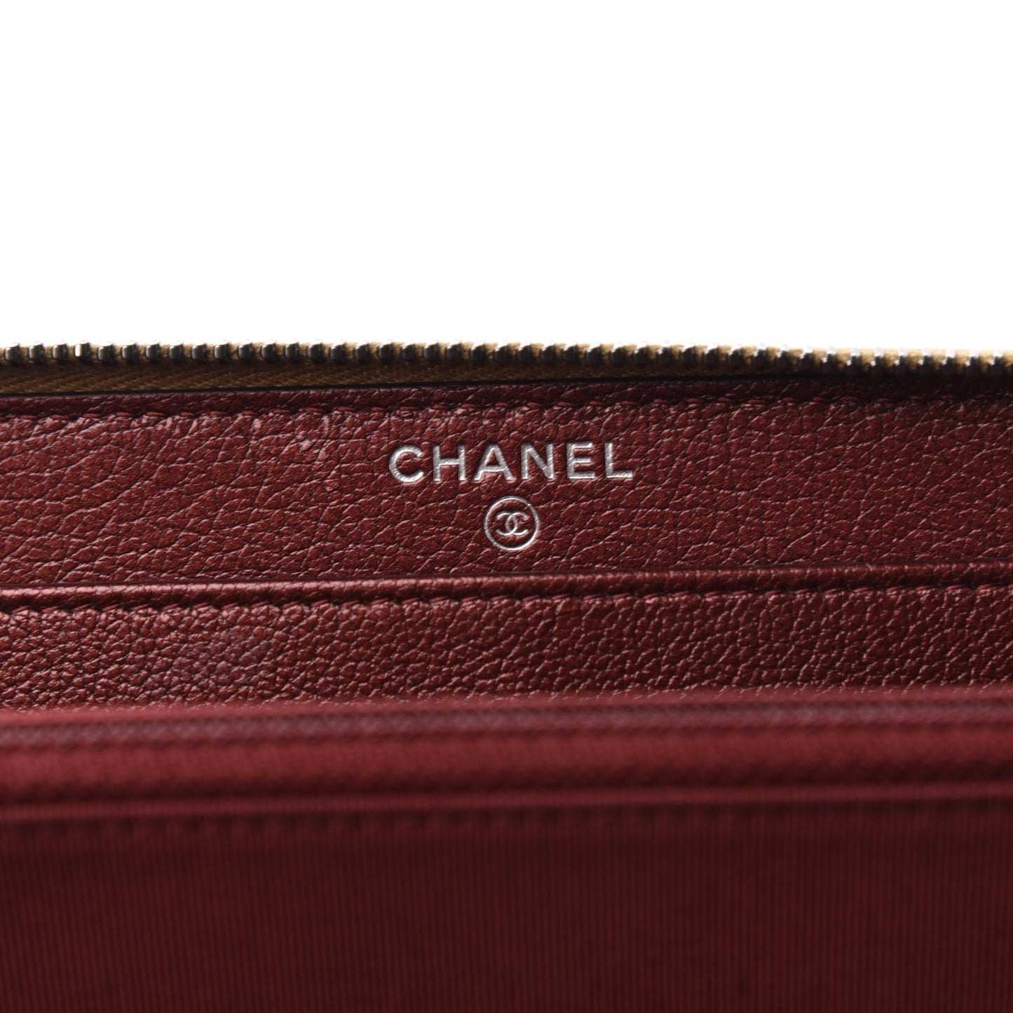 Metallic Goatskin Quilted Large Gabrielle Zip Around Wallet Bronze
