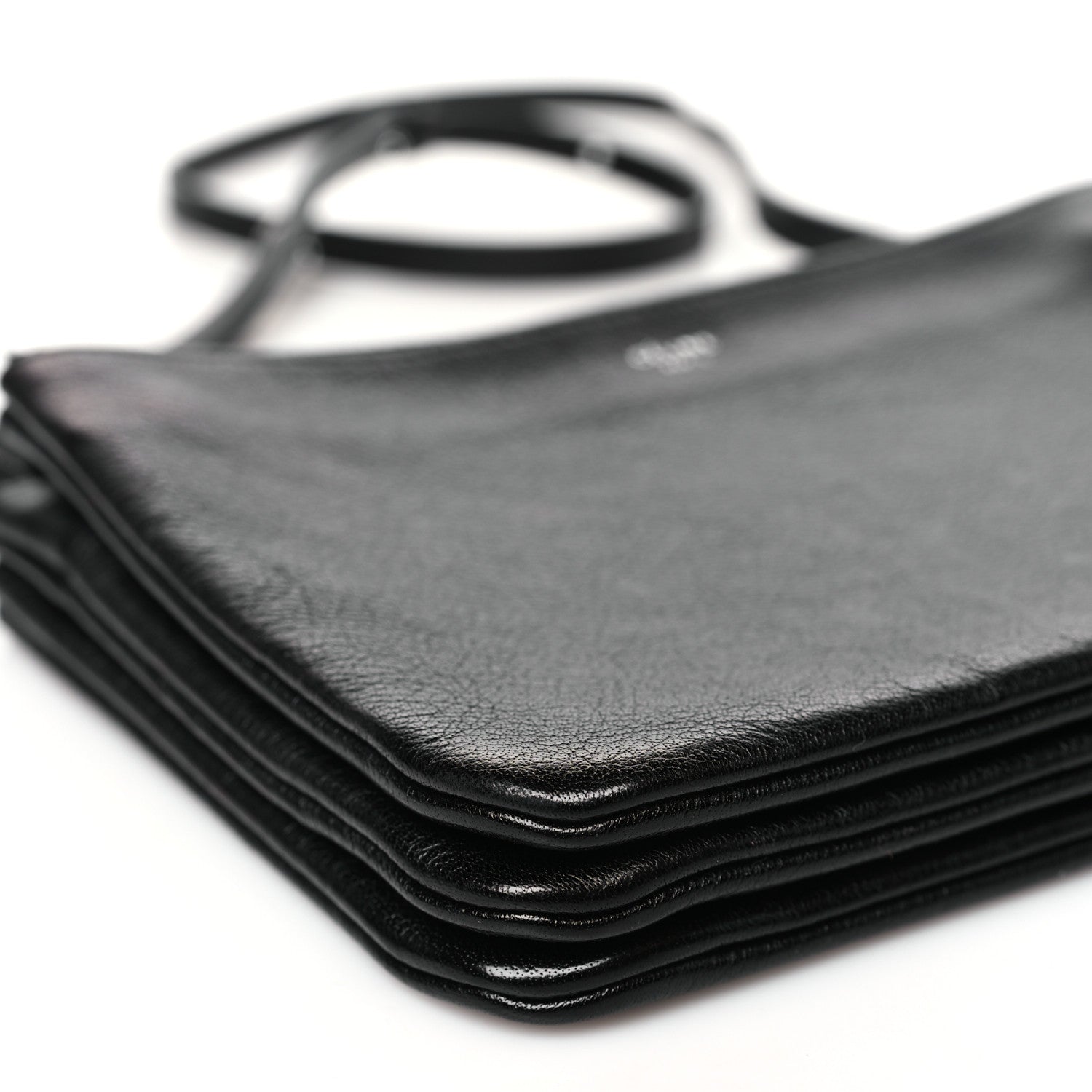 Celine Shiny Textured Calfskin Trio Crossbody Bag Black 10 of 12