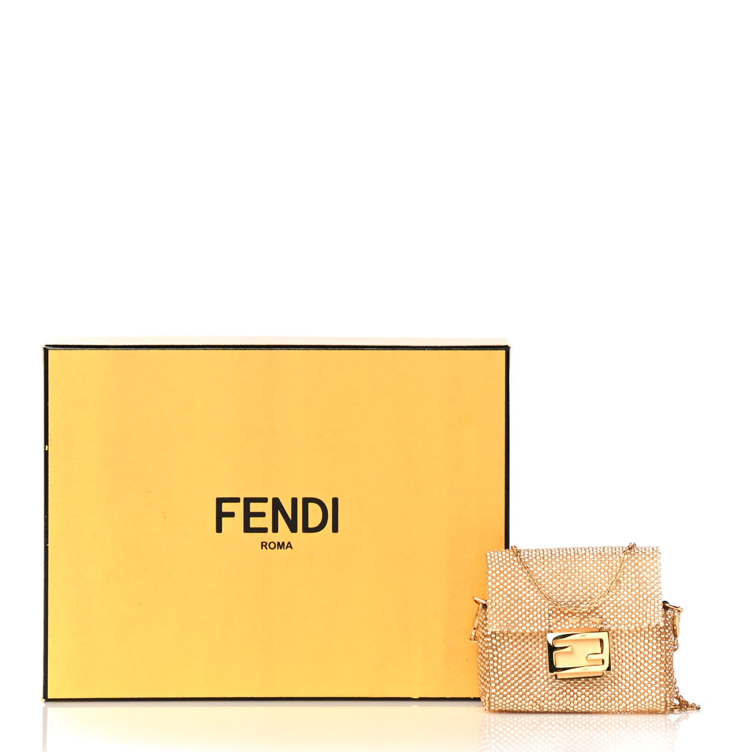 Fendi Glass Vitello King Beaded Mini Pico Baguette Charm Semolino 13 of 13