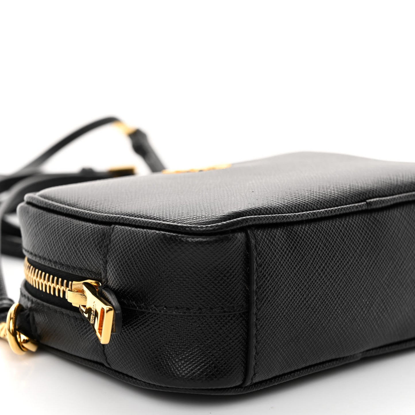 Saffiano Mini Camera Crossbody Bag Black