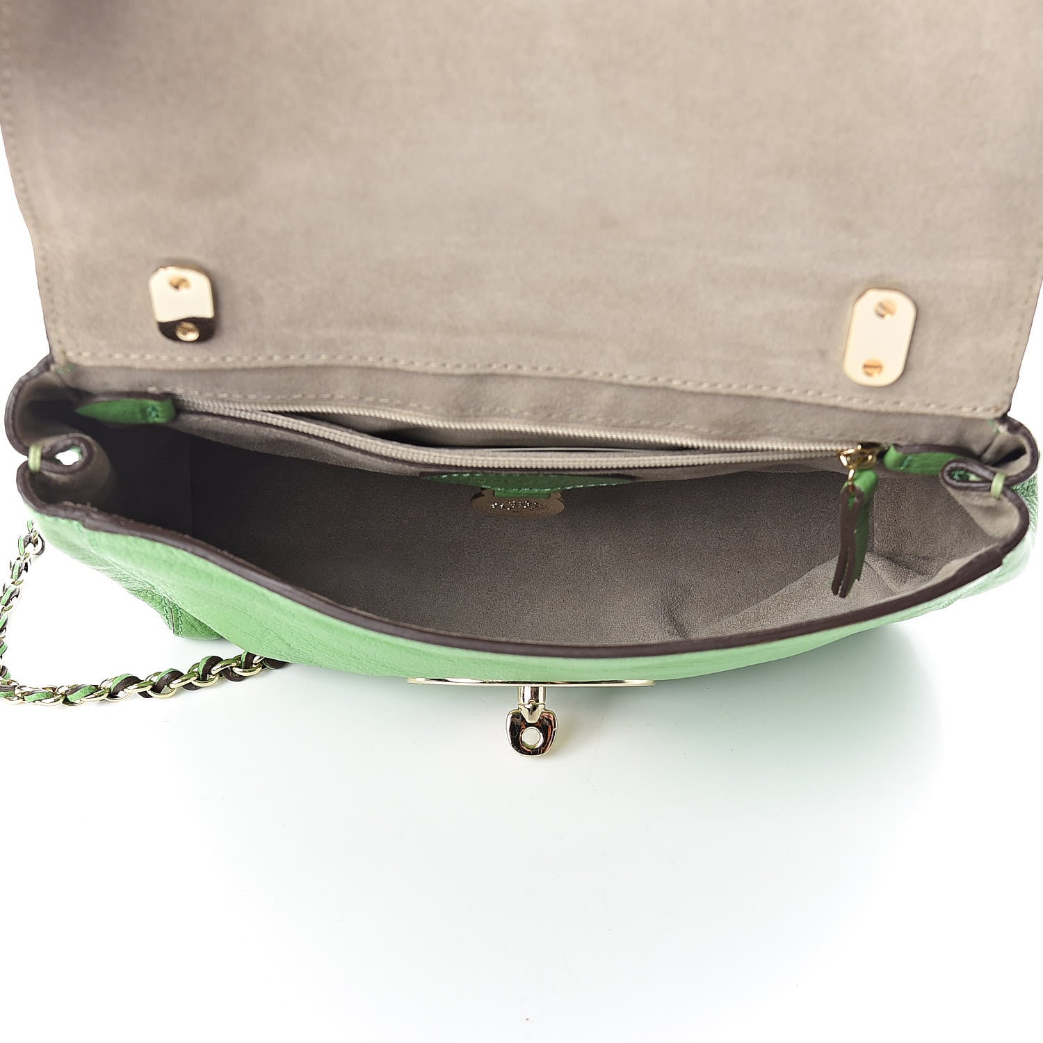 Mulberry Glossy Goatskin Small Lily Flap Grass Green 7 of 10