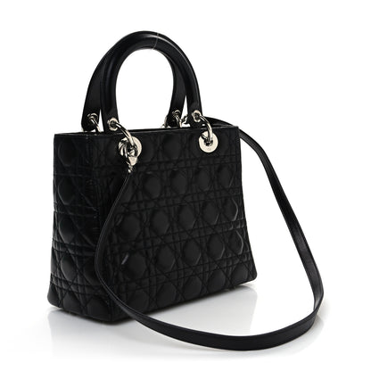 Christian Dior Lambskin Cannage Medium Lady Dior Black 3 of 10