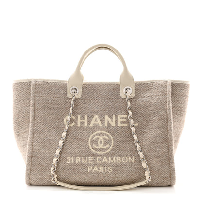 Chanel Mixed Fibers Calfskin Medium Deauville Tote Light Grey 1 of 9