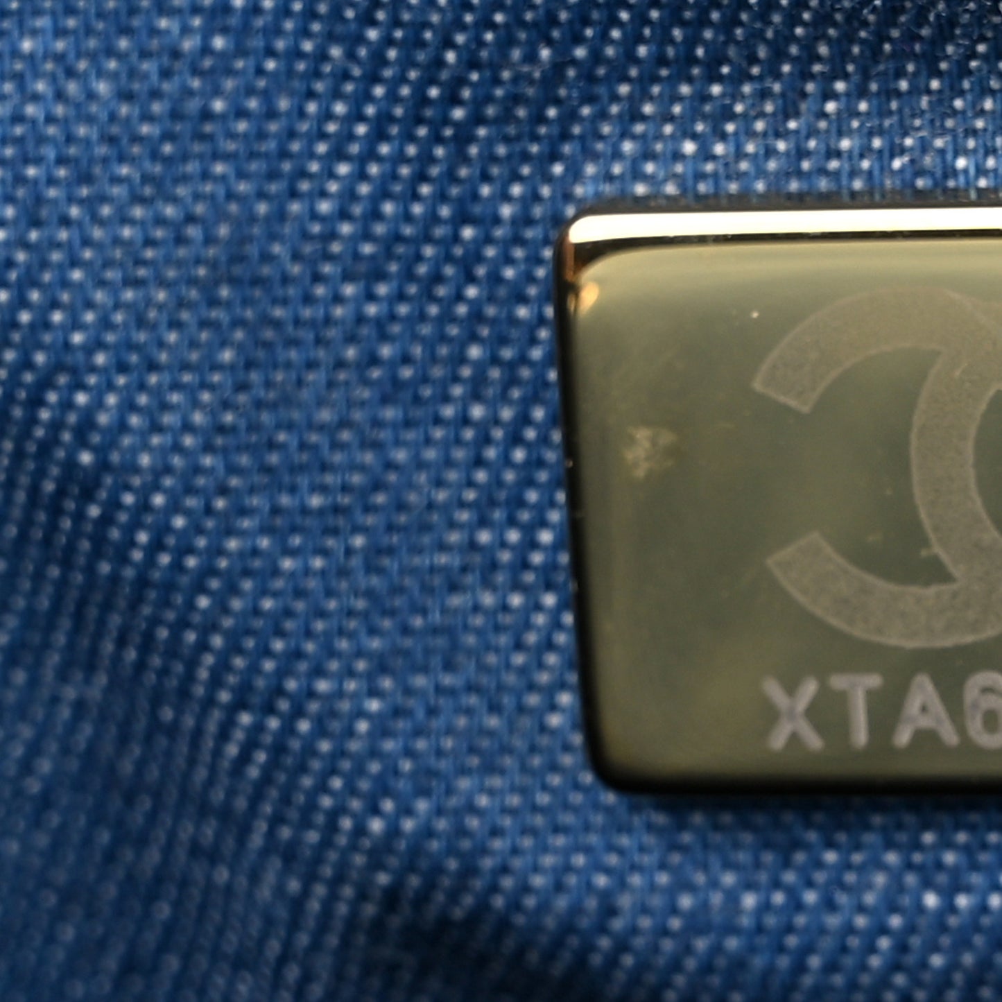 Denim Quilted Mini Pearl Crush Flap Blue