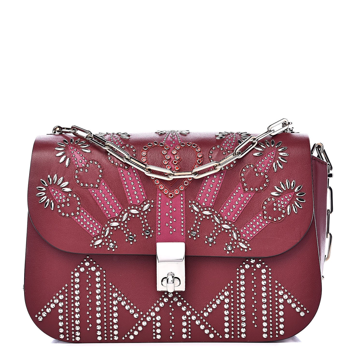 Valentino Garavani Vitello Loveblade Embellished Chain Flap Bag Rubino 1 of 10