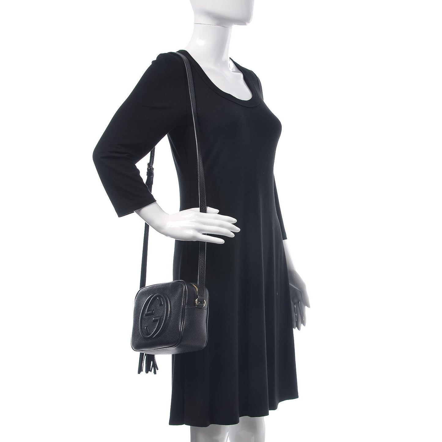 Pebbled Calfskin Small Soho Disco Bag Black