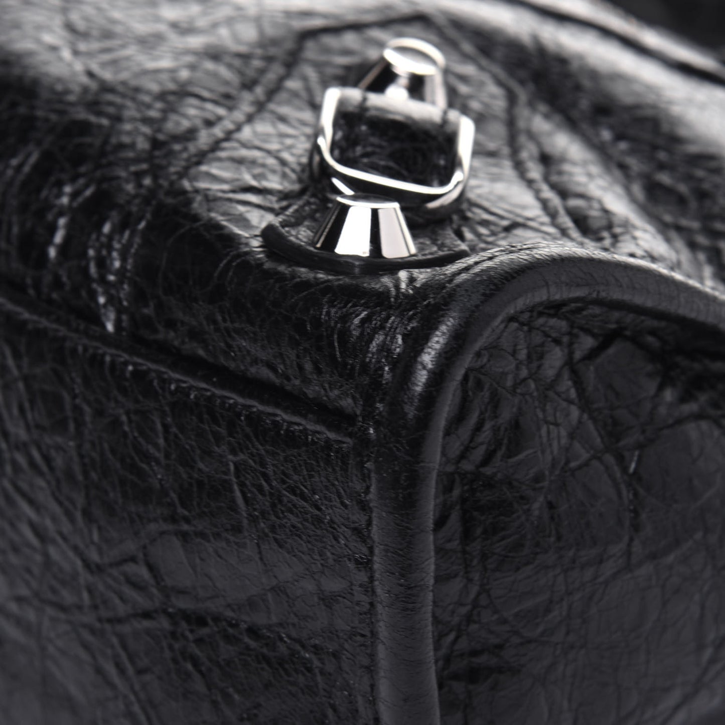 Agneau Classic Silver Hardware Mini City Black