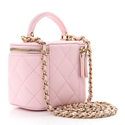 Chanel Lambskin Quilted Mini Top Handle Vanity Case With Chain Light Pink 3 of 11