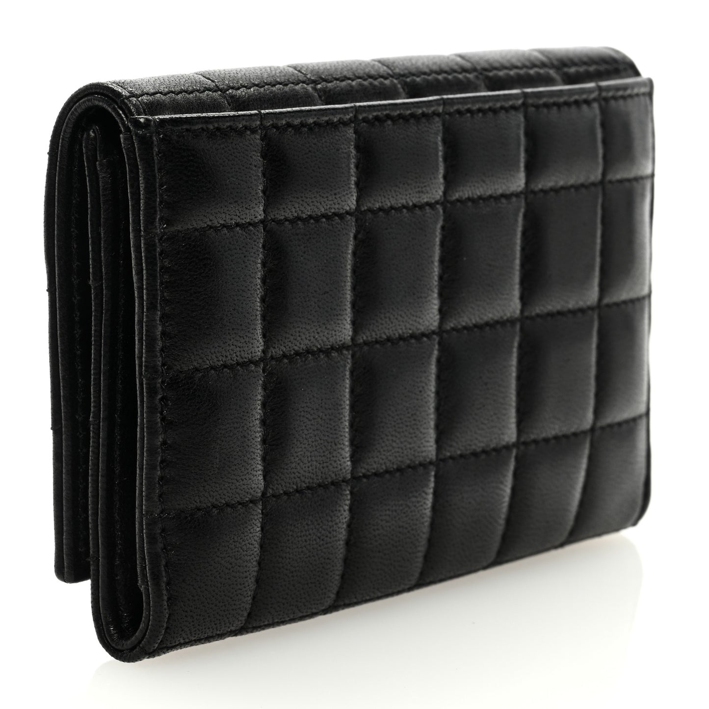 Goatskin Carre Quilted Cassandre Small Envelope Wallet Black