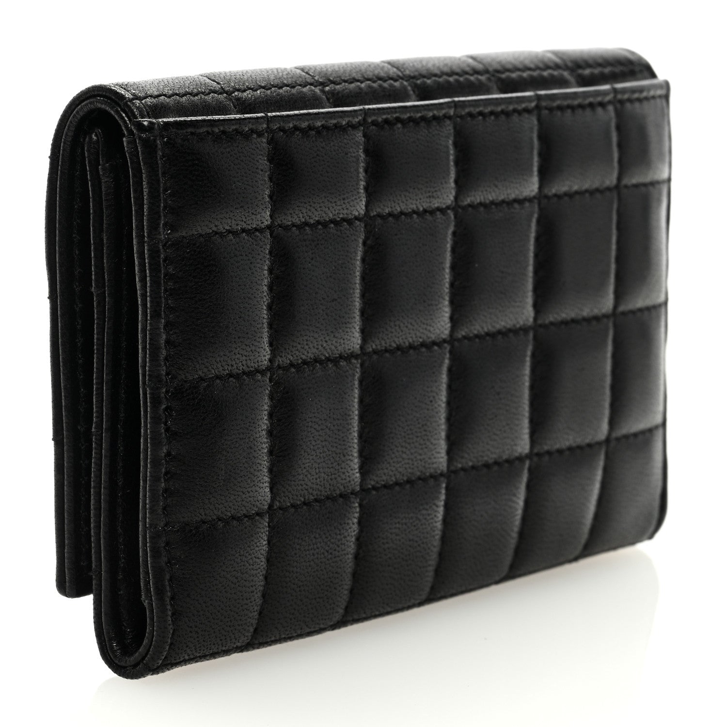 Saint Laurent Goatskin Carre Quilted Cassandre Small Envelope Wallet Black 3 of 6