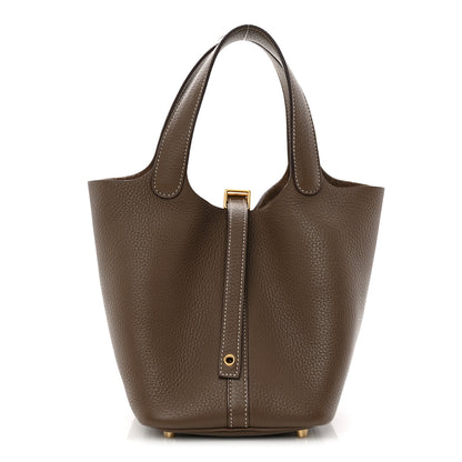 Hermes Taurillon Clemence Picotin Lock 18 PM Etoupe 1 of 13