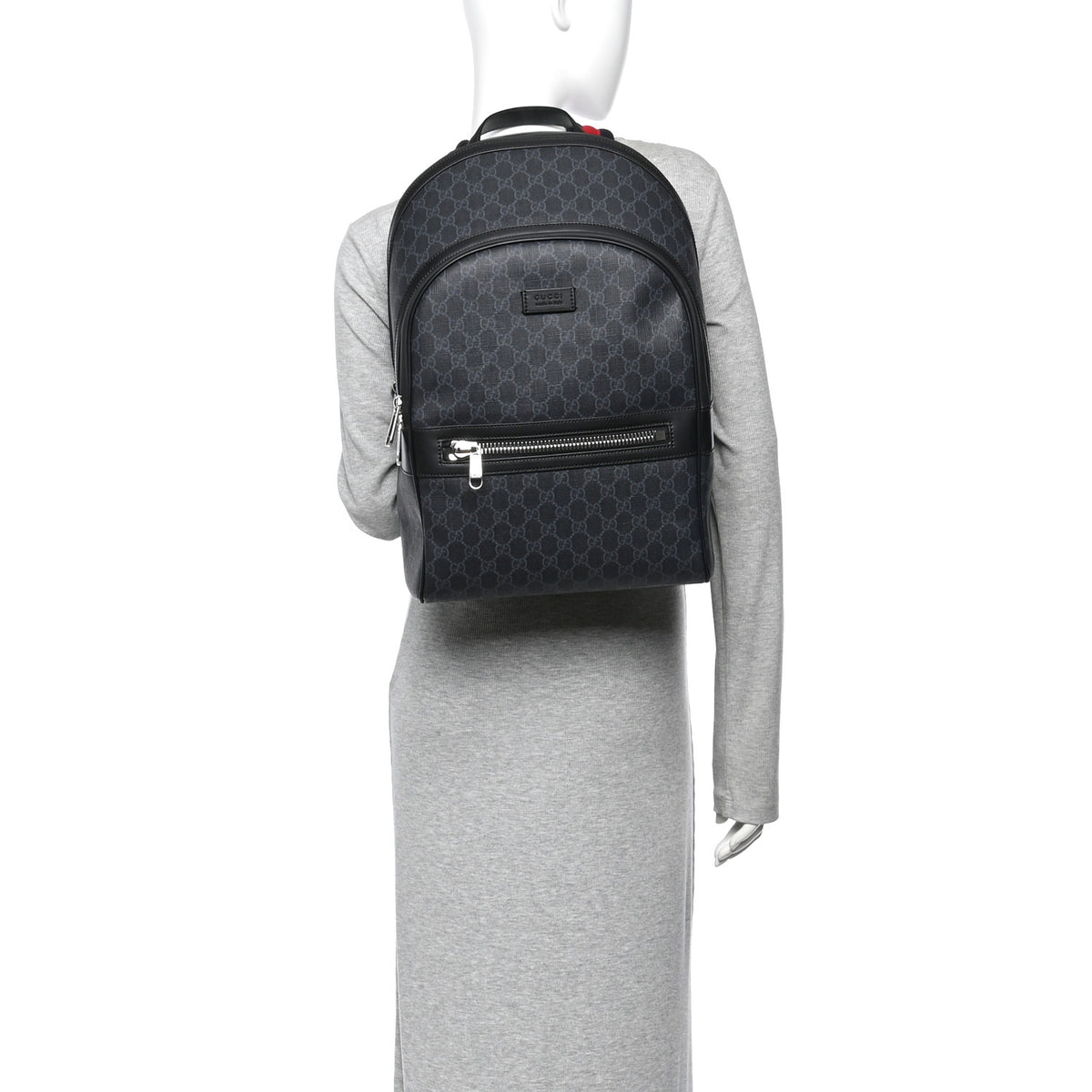 Gucci GG Supreme Monogram Backpack Grey Black 2 of 12