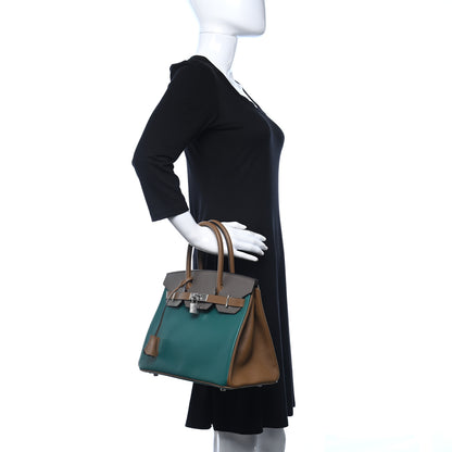 Hermes Epsom Horseshoe Birkin 30 Malachite Etain Caramel 2 of 10