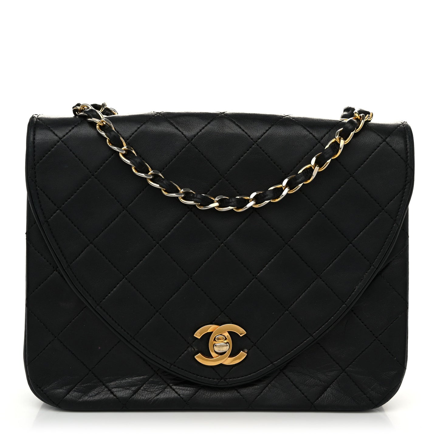 Lambskin Quilted Small Single Flap Black
