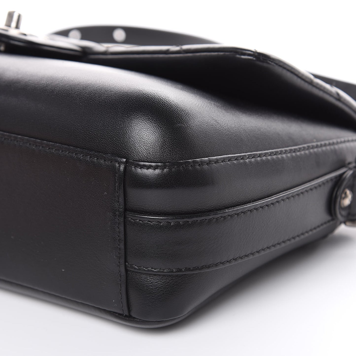 Calfskin Quilted Large Rock My Shoulder Flap Black