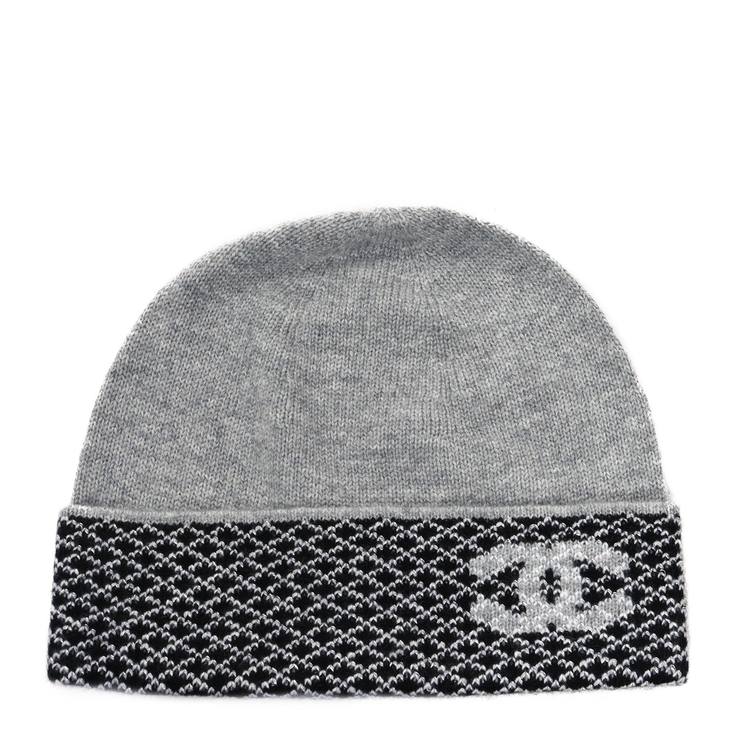Chanel Cashmere Blend CC Beanie Hat With Gloves Set Black Grey 3 of 9