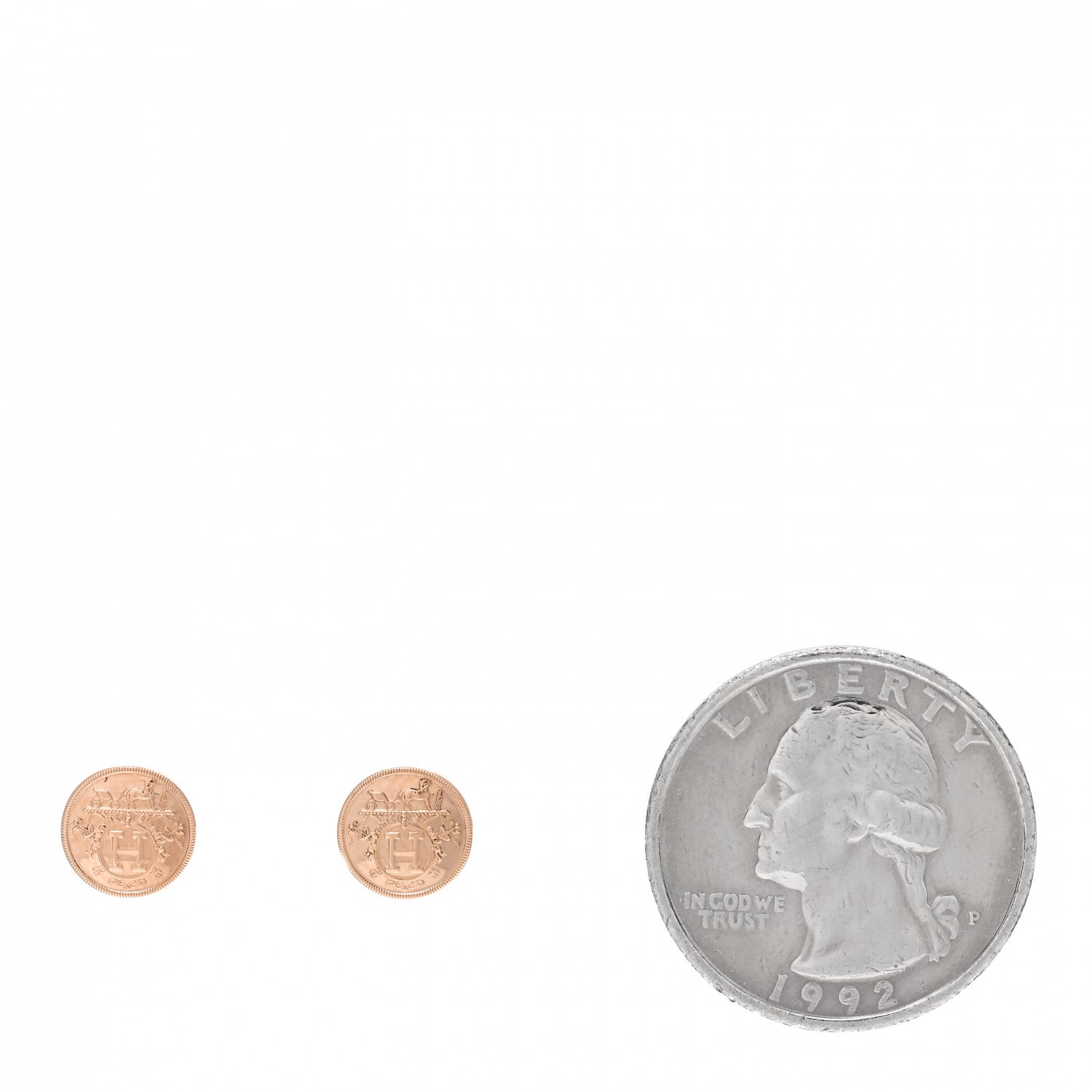 Hermes 18K Rose Gold TPM Ex-Libris Stud Earrings 2 of 6