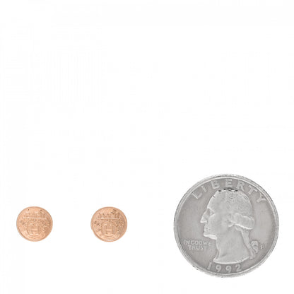 Hermes 18K Rose Gold TPM Ex-Libris Stud Earrings 2 of 6