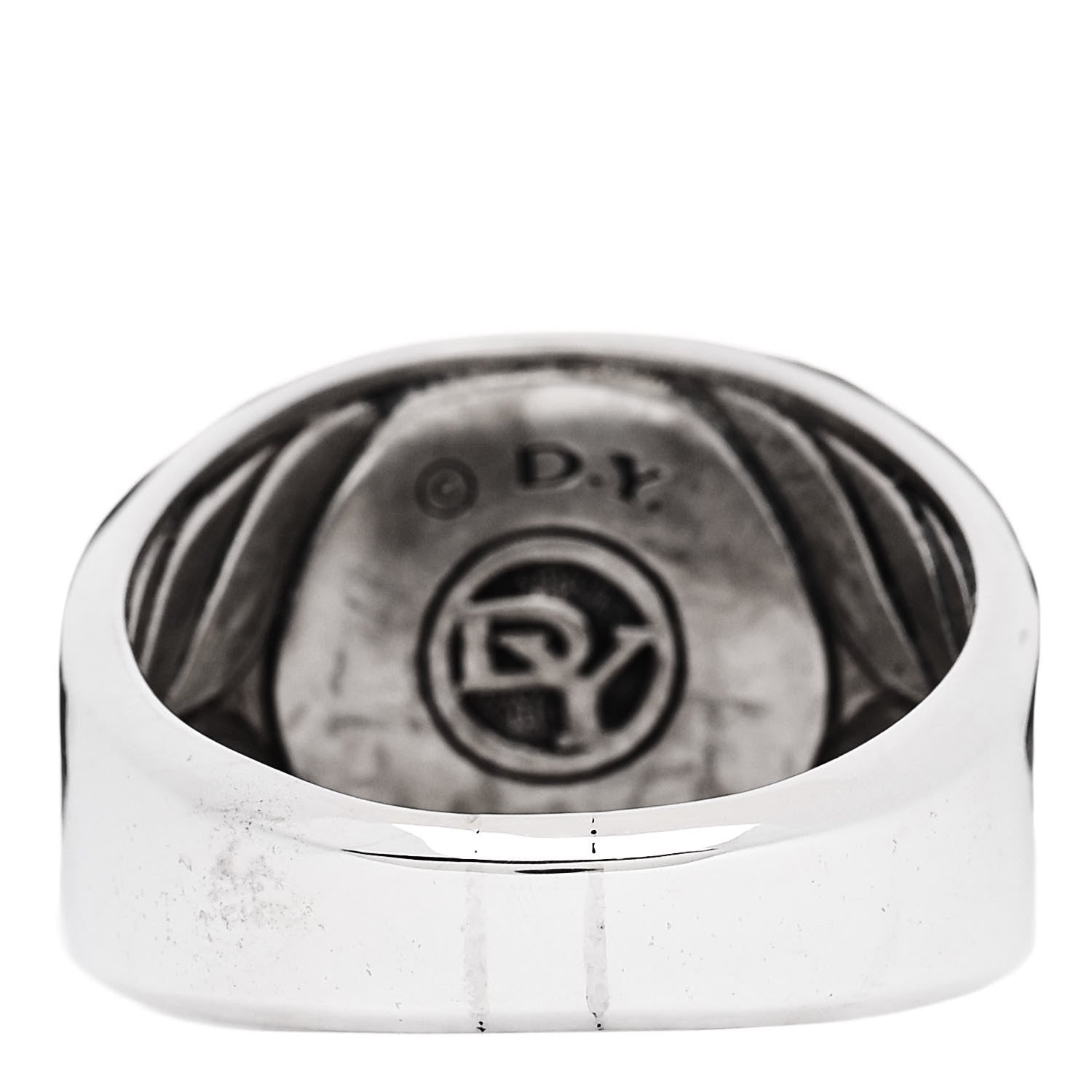 David Yurman Sterling Silver Diamond Mens Pave Signet Ring 71 13.25 4 of 5