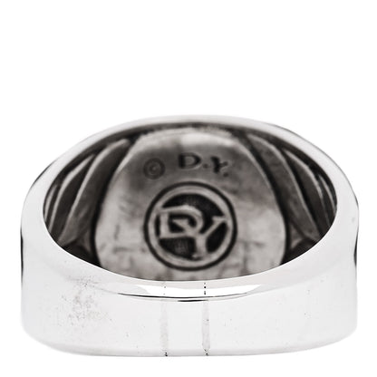 David Yurman Sterling Silver Diamond Mens Pave Signet Ring 71 13.25 4 of 5