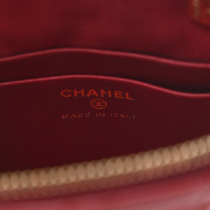 Chanel Patent Calfskin Quilted Shiny Coco Clutch With Chain Red 6 of 11