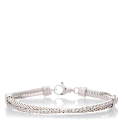 David Yurman Sterling Silver Diamond 3mm Crossover Bracelet 1 of 5